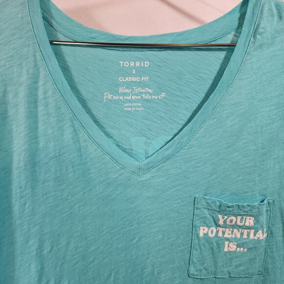 Torrid heritage slub blue vneck classic fit Potential graphic pocket t woman 3X - Picture 4 of 9
